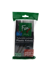 Fun Everyday Heavy Duty Plastic Knives Black 25 PCS