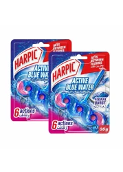 Harpic Active Blue Water Floral Burst Toilet Rim Block 35g Pack of 2