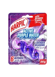 Harpic Active Purple Power Toilet Rim Block Lavender Meadows 35g