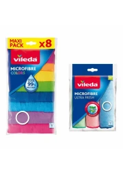 Vileda Microfibre Colours Cloths Pack of 8 and Microfibre Ultra Fresh Cloths Pack of 3