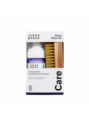 Jason Markk Quick Clean Kit, Shoe Cleaner, 2-Piece Set, Ready-To-Use Foam &amp; Delicates Brush, Sneaker Care, Ideal for Footwear, Safe for Leather, Suede, Nubuck, Cotton, Knits, 4oz