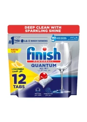 Finish Powerball Quantum All In 1 Lemon Sparkle Dishwasher Detergent 12 Tablets