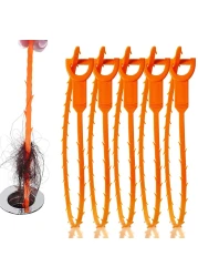 LSLCQW 5 Pack 25inch drain clog remover, Snake Drain Cleaner Hair Clog Remover tool, Shower drain kitchen sinks and bathtubs, sink snake, hair drain toilets sewer pipe drain cleaning tools.