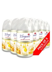 Elegant Automatic Spray REFILL &ndash; Luxurious Gold &ndash; 300ML &ndash; Pack of 6, 6-Pack (300ML x 6 Pcs) &ndash; Air Freshener REFILL for Home And Bathroom, Made With ESSENTIAL OILS