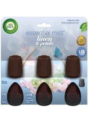 Air Wick Essential Mist Refill, 3ct, Linen &amp; Petals, Air Freshener, Essential Oils