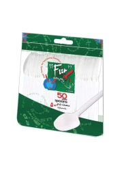 Fun Plastic Spoon Set White 6.5inch 50 PCS