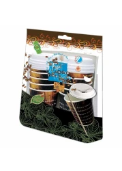 Fun Coffee Time Disposable Insulated Foam Cup With Lid Multicolour 340ml 10 PCS