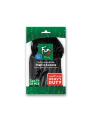 فان إفريداي ملاعق بلاستيكية شديدة التحمل 25 قطعة - أسود