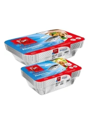 Fun Aluminium Container With Lid Silver 1.98L+800ml 10 PCS