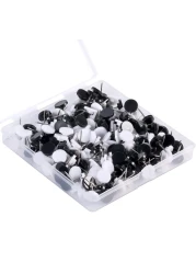 200pcs Push Pins, Plastic Decorative Big Head Push Pins Map Thumb Tacks with Steel Point for Cork Board Bulletin Board Map Note (Black, White)