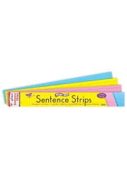 TREND WipeOff Sentence Strips 24 X 3 Blue Pink Yellow 30Pack