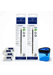 Faber-Castell Goldfaber HB Graphite Pencils Black 12 PCS with Eraser White 4 PCS and Sharpener
