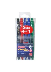 Pentel Energel Metal Tip Liquid Gel Ball Pen Multicolour 0.7mm 5 PCS