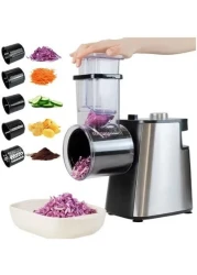Vegetable Cutter Electric Vegetable Slicer Stainless Steel Cheese Grater 250 W Upgraded Large Calibre Chopper Kitchen Spiral Cutter Multifunctional With 5 Blades 220 V