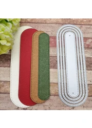 hinana 4pcs/Set Oval Bookmark Metal Die Cuts,Stitched Nesting Frame Tag Background Cutting Dies Cut Stencils for DIY Scrapbooking Photo Decorative Embossing Paper Dies for Scrapbooking Card Making