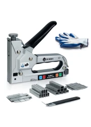 Upholstery Staple Gun Heavy Duty, DEWBIN 4 in 1 Stapler Gun with 2000 Staples, Remover, Manual Brad Nailer Power Adjustment Stapler Gun for Wood, Upholstery, Carpentry, Decoration DIY Staple Gun