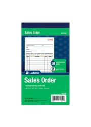 Adams Sales Order Book, 2-Part, Carbonless, White/Canary, 4-3/16 x 7-3/16 Inches, 50 Sets per Book (DC4705)