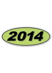 Oval Model Year Window Stickers (Black Numbers on Green) (12 Per Pack) (2014)