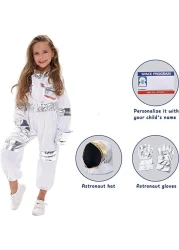 Astronaut Costume for Kids Space Pilot Jumpsuit with Helmet Pretend Dress up Role Play Set Birthday Gifts for Boys Girls