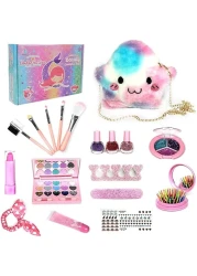 LEDIN Kids Children's Makeup Set,Girls Makeup Kit for Girls Princess Make Up Box Nontoxic Cosmetics Kit Toys Pretend Play Makeup Beauty Toys Gift Birthday Gift (Style A)