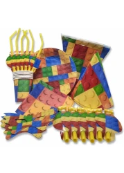 Party Time 43 Pieces Colorful Lego Party Sets Disposable Party Tableware - Party Supplies