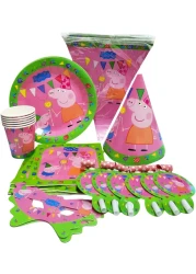 Party Time 37 Pieces Peppa Pig Party Sets Disposable Party Tableware - Party Supplies