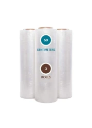 Markq [3 Rolls] Clear Stretch Film Wrap - 500mm x 250m Heavy Duty Plastic Shrink Wrap for Pallet Wrap, Packing, Moving and Packaging - Cling Wrap