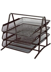 Generic Desk 3 Tier Document Tray Metal Mesh- Black