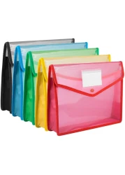 Essen Plastic File Folder Clear Transparent Bag Expandable File Organizer Document Holder - Set of 5 colors