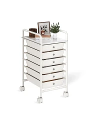 Rolling Storage Cart with 6 Drawers, Multipurpose Utility Cart on Wheels with Metal Tabletop Easy Movement Rolling Drawer Cart Arts and Crafts Storage for Living Room,Classroom,Bedroom,Office