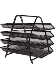 Generic Hi-Range A4 Metal Tray Office Desk Organiser Paper Office Mesh Document Basket File Paper Tray Letter Organiser Holder Desktop Accessories-4 Tires