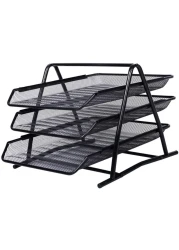 Generic Metal A4 Paper Office Mesh Document Basket File Paper Tray Letter Organizer Holder Desktop Accessories-3 Tires [Ebjs3001]