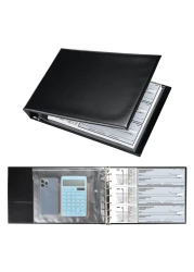 7 Ring Business Check Book Binder, 600 Checks Capacity for 9" x 13" Sheets, PU Leather Checkbook Holder with Zip Pouch