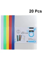 Toyvian Plastic File Folder Report Covers With Sliding Bar Clear Resume Presentation File A4 Organizer Binder For Home School Office 20Pcs