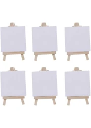 Generic 6 Sets Mini Canvas White Blank Small Canvas With Wooden Easel Canvas Panel Boards For Artist Painting Business Wedding Christmas Decoration