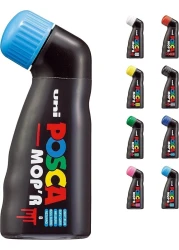 POSCA - Uni Mitsubishi Pencil - MOP'R Marker - Round Tip XXL 3-19 mm - Ergonomic Shape, Semi-Rigid Body - Water-Based Paint Marker - All Holder - Light Blue