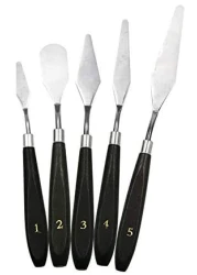 Generic 5Pcs Painting Knife Set Palette Knife Stainless Steel Spatula Kit For Artist Canvas Oil Paint Color Mixing Painting Tool Set-Black