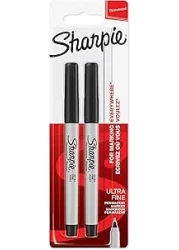 Sharpie Permanent Markers Ultra Fine Point for Precise Marks Black Ink 2 Marker Pens