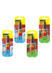 UHU Super Glue Gel 2g 2 PCS with Liquid Super Glue Clear 3g 2 PCS