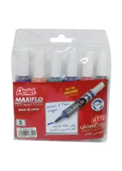 Pentel Maxiflo Chisel Tip White Board Marker Wallet 6 PCS