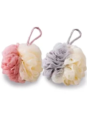 2 Packed Soft Bath Sponge With Shower Mesh Foaming Loofah Exfoliating Scrubber For Body And Face With Premium Multicolour Look