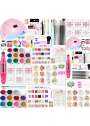 Acrylic Nail Kit,Acrylic Powder Set,Electric Nail Drill Set Polish Pen File Kit,Nail Lamp Manicure Dryer Lamp,Acrylic Nail 3D Art Manicure Supplies for beginners with everything