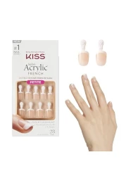 KISS Salon Acrylic PressOn Nails Nail glue included Crush Hour French Petite Size Squoval Shape Includes 28 Nails 2g Glue 1 Manicure Stick 1 Mini File