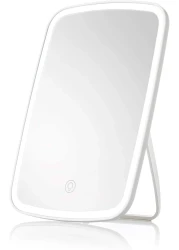 Sunm Makeup Mirror With LED Lights, Stand &amp; USB Rechargeable &amp; Touch Screen Dimmable And 3 Color Lighting Mode Lighted Vanity Mirror, Portable And Foldable For Travel (B-7 Inch)