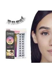 KISS imPRESS Falsies False Eyelashes Lash Clusters Voluminous 14 mm Includes 20 Clusters 1 applicator Contact Lens Friendly Easy to Apply Reusable Strip Lashes