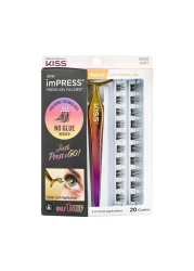 KISS imPRESS Falsies False Eyelashes Lash Clusters Natural 12 mm Includes 20 Clusters 1 applicator Contact Lens Friendly Easy to Apply Reusable Strip Lashes