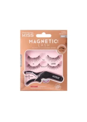 KISSMagnetic Lash 01 Synthetic False Eyelashes with Magnets Under and Over Your Upper Lashes No Glue Needed Lightweight Reusable Contact Lens Friendly Cruelty Free with Lash Applicator 1 Pair