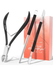 Utopia Care Cuticle Trimmer with Cuticle Pusher Nail Cuticle Trimmer Set Manicure Kit Pedicure Kit Sharp Cuticle Nippers Professional Cuticle Pusher Tool Cuticle Remover Tool Kit Black