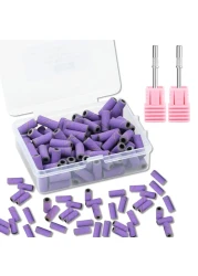 C12rtive 100 Pcs 3mm Professional Small Sanding Bands &amp; 2Pcs Small Mandrel Bit Set for Nail Drill,180# Upgrade Design 3mm Nail File for Manicures and Pedicure with Stainless Steel Shaft