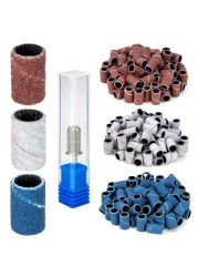 Madenia Nail Drill Bits Sanding Bands for Nail Drill, #80#150#240 Grit 210 Pcs Sanding Bands Set for Acrylic Gel Nails Manicures Pedicures Tools